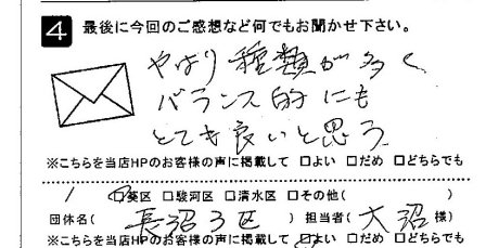 種類が多くバランス的にもとても良いと思う