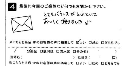 とてもバランスがとれていておいしく頂きました
